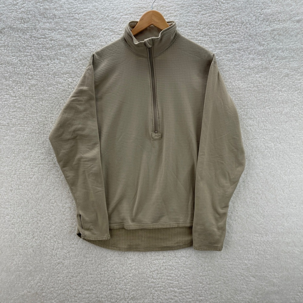 Military Jacket Men's Large Regular Tan Gen III Cold Weather Grid Fleece 1/4 Zip